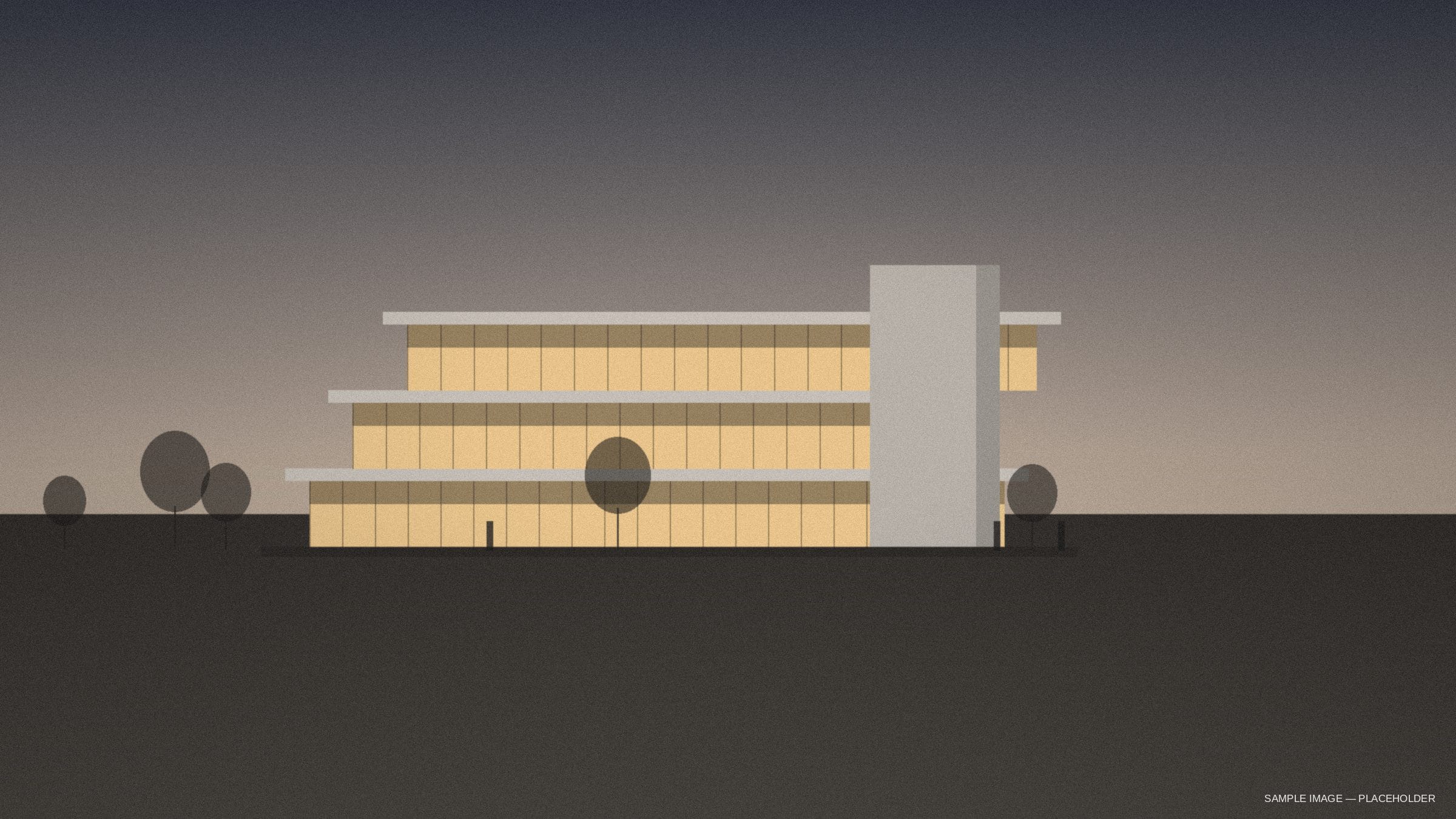 Sample render — exterior at dusk