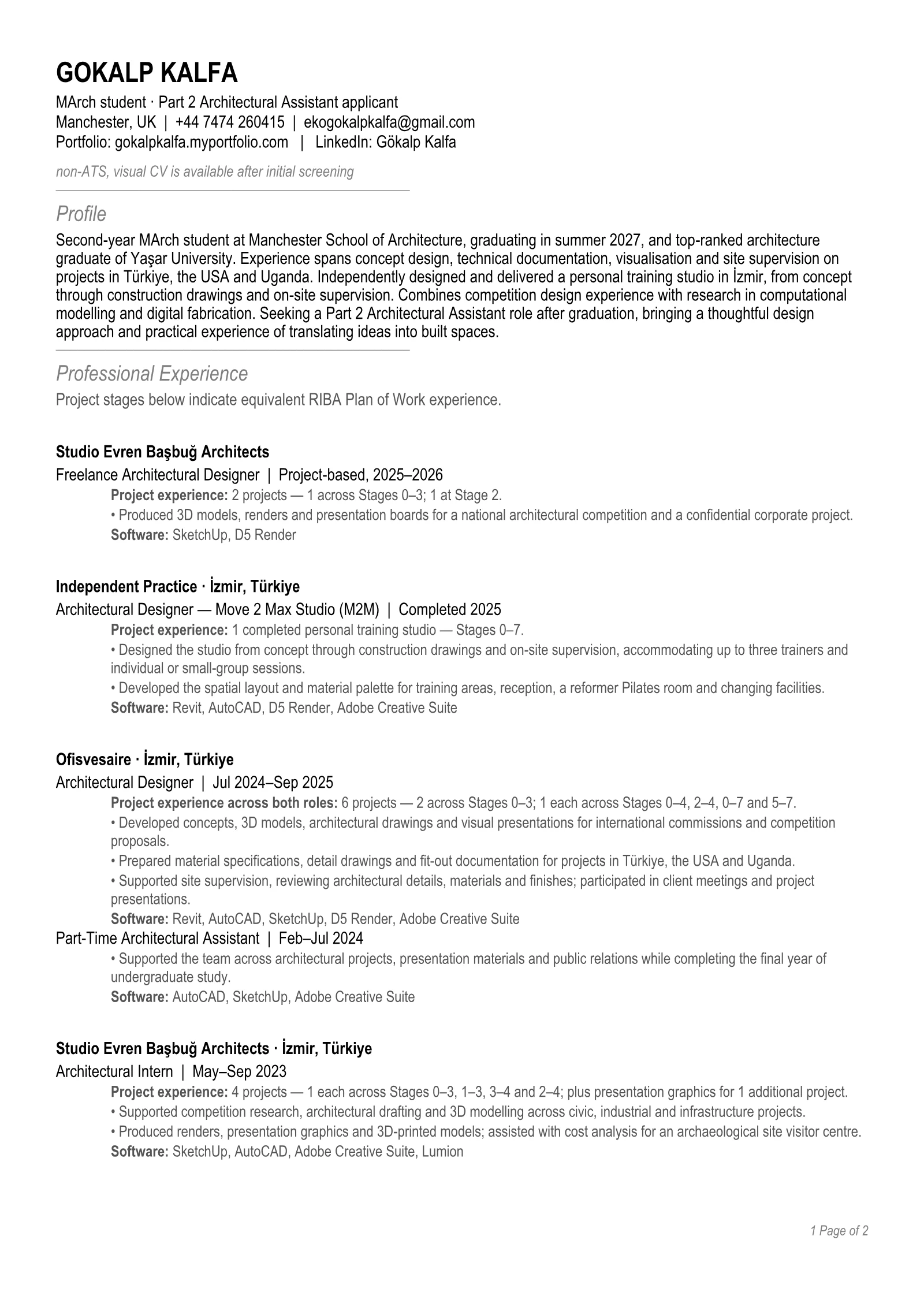 ATS CV, page 1 of 2