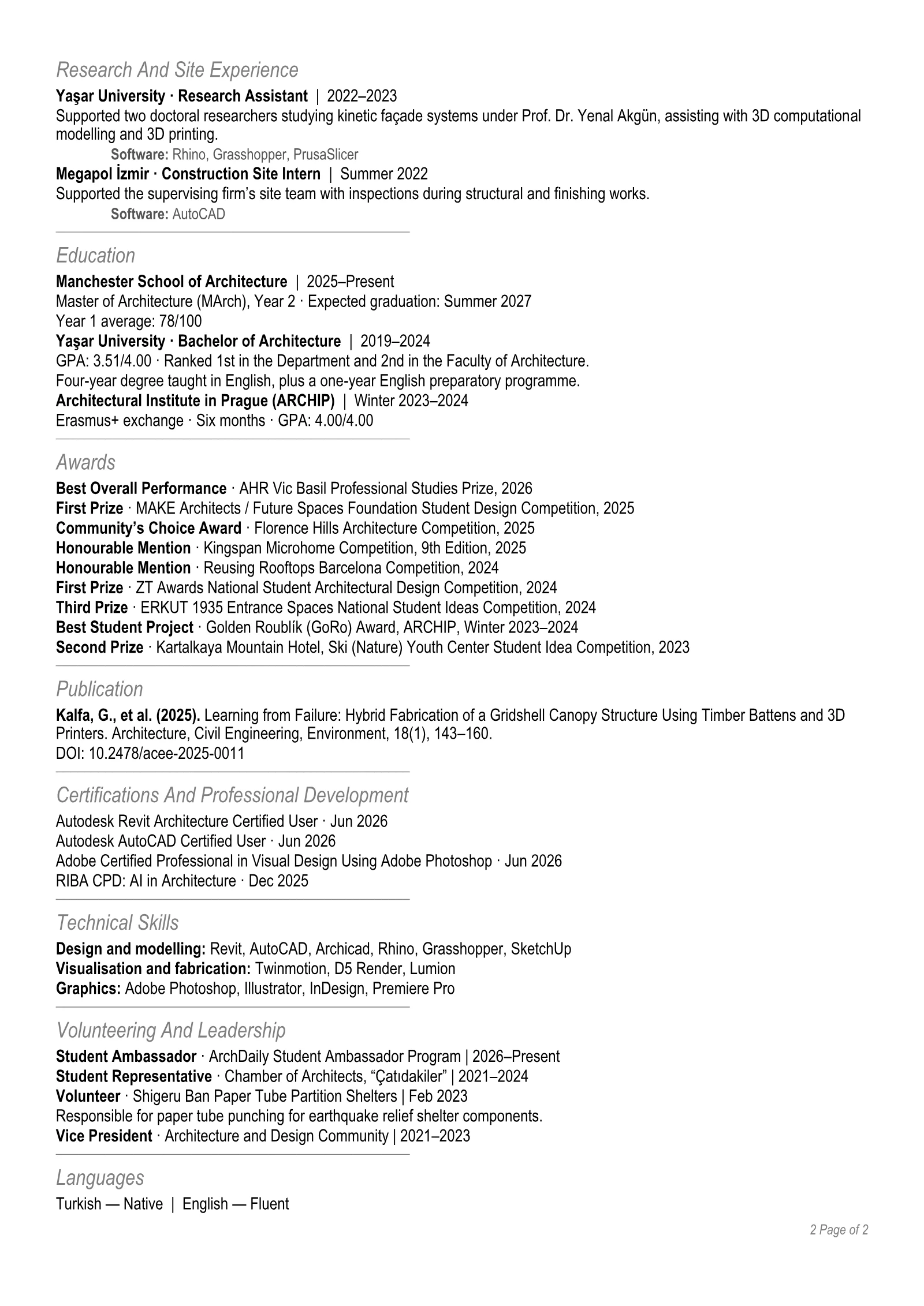 ATS CV, page 2 of 2