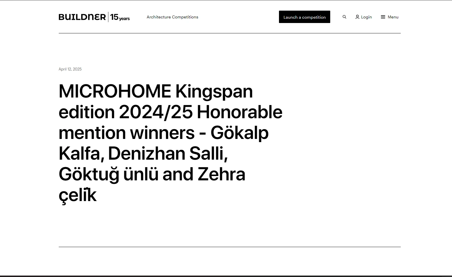 Screenshot of Buildner / Architecture Competitions: Meet the MICROHOME Kingspan Honorable Mention Team